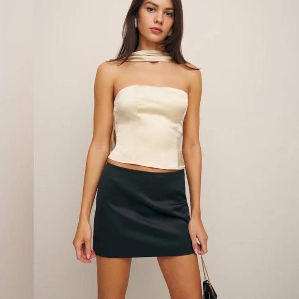 Reformation Sallie Draped Silk Top size 2 has a small stain in the front